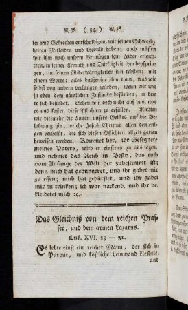54-64, Das Gleichniß von dem reichen Prasser, und dem armen Lazarus