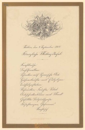 Menükarte : Königliche Mittagstafel