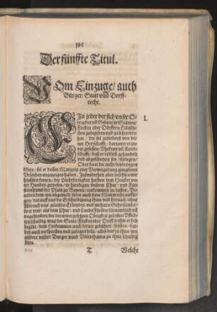 Der fünffte Titul. Vom Einzuge/ auch Bürder/ Statt vnd Dorffrecht.