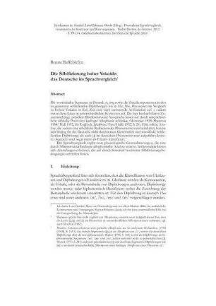 Die Silbifizierung hoher Vokoide: das Deutsche im Sprachvergleich
