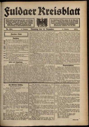 Zweite Ausgabe vom Dienstag, den 12. Dezember 1911.