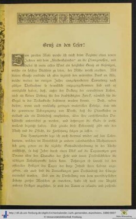 Gruß an den Leser.