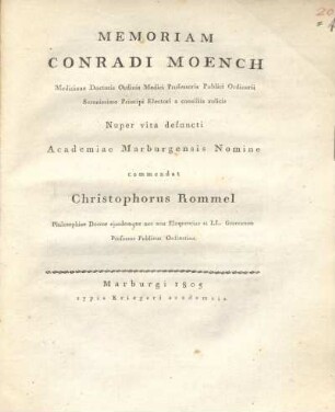 Memoriam Conradi Moench ...