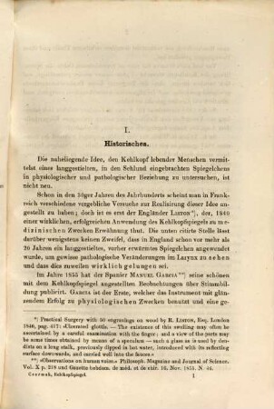 Der Kehlkopfspiegel und seine Verwertung für Physiologie und Medizin : Eine Monographie. Mit III Tafeln und 36 Holzschnitten