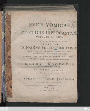 De Nvcis Vomicae Et Corticis Hippocastani Virtvte Medica