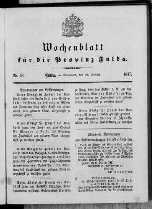 Nr. 43, Ausgabe vom 23. Oktober 1847