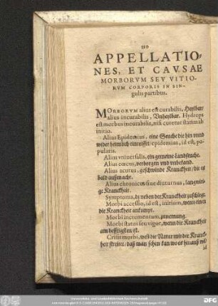 Appelationes, Et Causae Morborum Seu Vitiorum Corporis In Singulis partibus.
