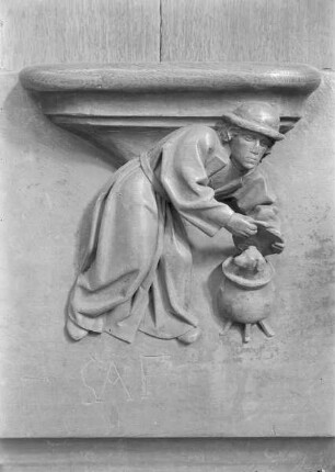 Dritte Misericordie: Mann mit Hund im Topf