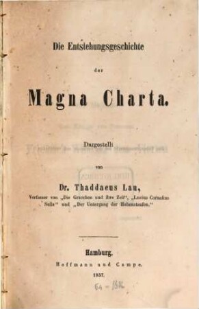 Die Entstehungsgeschichte der Magna Charta