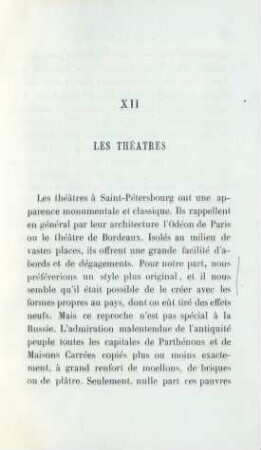 XII. Les théatres