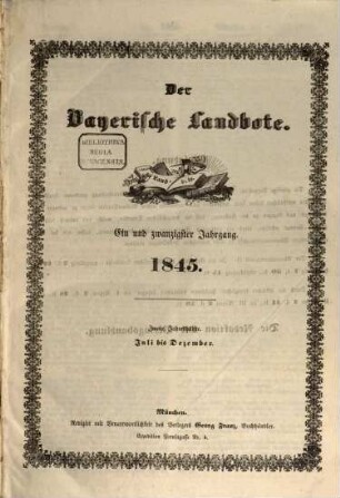 Der Bayerische Landbote. 1845 = Jg. 21, 2 = Juli - Dez