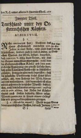 Zweyter Theil. Teutschland unter den Oesterreichischen Käysern