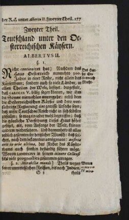 Zweyter Theil. Teutschland unter den Oesterreichischen Käysern