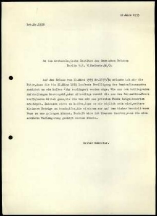 G. Karo an DAI Zentrale