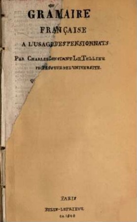 Grammaire française à l'usage des pensionnats
