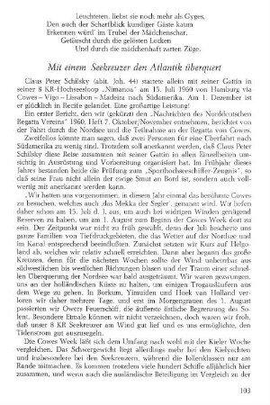 Mit einem Seekreuzer den Atlantik überquert