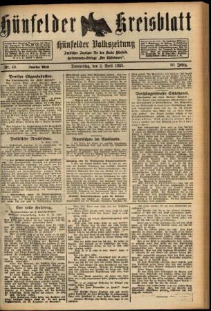 Zweite Ausgabe vom Donnerstag, den 02. April 1925.