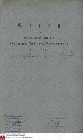 Mangold, Georg, Kammermusiker, Konzertmeister und Instrumental-Musikdirektor in Darmstadt