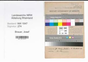 Entnazifizierung Josef Brauer , geb. 15.05.1903 (Angestellter)
