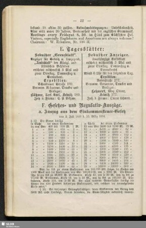E. Tagesblätter: