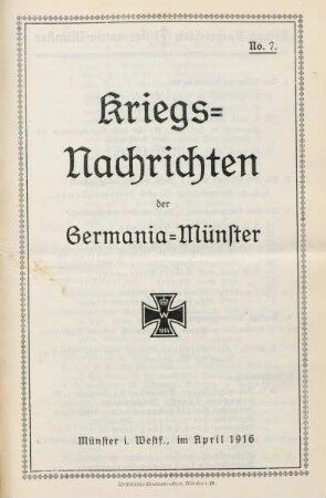 7.1916: Kriegsnachrichten der Germania, Münster