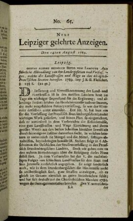 No. 65. Den 14ten August 1789.