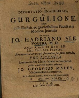 Dissertatio Inaugurais, de Gurgulione