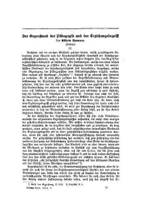 Der Gegenstand der Pädagogik und der Erziehungsbegriff : ein Beitrag zur Grundlegung der Erziehungswissenschaft ; (Schluß)