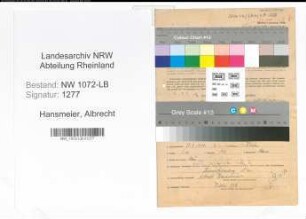 Entnazifizierung Albrecht Hansmeier , geb. 27.09.1909 (Angestellter)