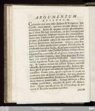Argumentum Epistolae.
