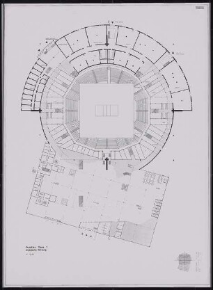 Sporthalle, Berlin Schinkelwettbewerb 1992: Grundriss Ebene 1 1:200, Olympische Nutzung