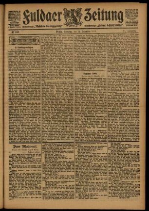 Erste Ausgabe vom Dienstag, den 22. Dezember 1903.
