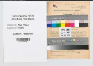Entnazifizierung Friedrich Giesen , geb. 19.10.1890 (Landesobersekretaer)