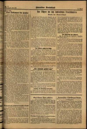 Zweite Ausgabe vom Mittwoch, den 28. Juni 1939.