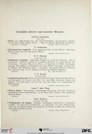 Gemälde älterer und neuerer Meister (Nr. 1-224)