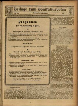 Zweite Ausgabe vom Sonntag, den 03. Dezember 1916.