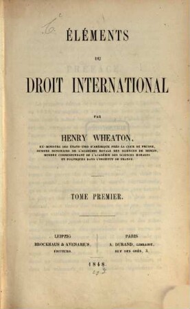 Éléments du droit international, 1
