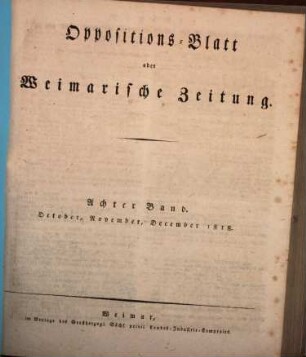 Oppositions-Blatt oder Weimarische Zeitung. 8. 1818 = Okt. - Dez.