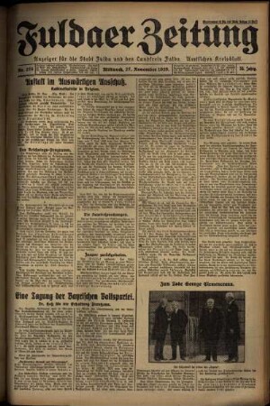 Ausgabe vom Mittwoch, den 27. November 1929.