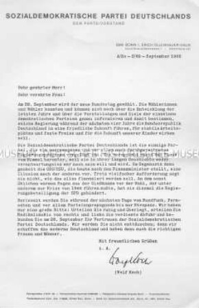 Offener Brief der SPD zur Bundestagswahl 1969
