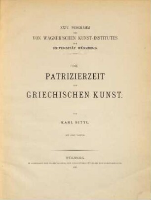 Die Patrizierzeit der griechischen Kunst