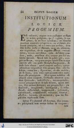Institutionum Logicae Prooemium.