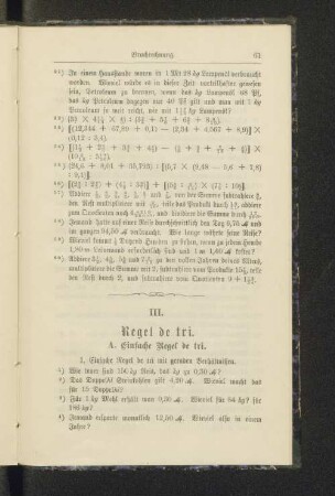 III. Regel de tri.