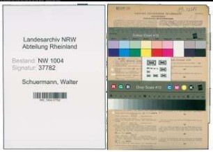 Entnazifizierung Walter Schuermann , geb. 18.10.1892 (Ingenieur)