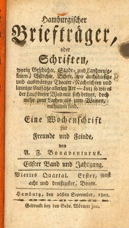 Erster, sonst acht und dreyßigster, Bogen