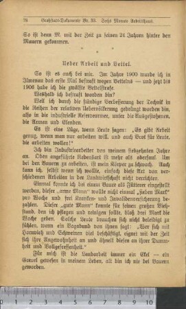 Ueber Arbeit und Bettel