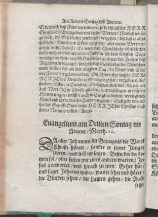 Euangelium am Dritten Sontag im Aduent/ Matth. 11.