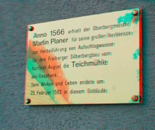 Wasserläufe Freiberg: Großhartmannsdorf, Teichmühle, Tafel Martin Planer
