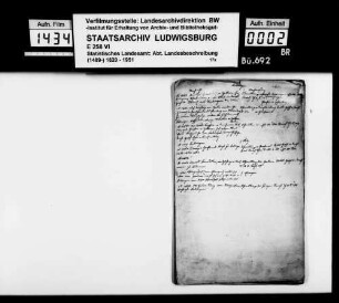 Kollektaneen des Finanzreferendärs Jäger zur Geschichte zahlreicher Oberamtsorte im 14. und 15. Jh.