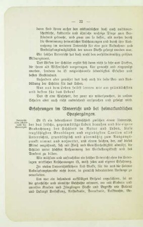 Erfahrungen im Unterricht und bei heimatkundlichen Spaziergängen
